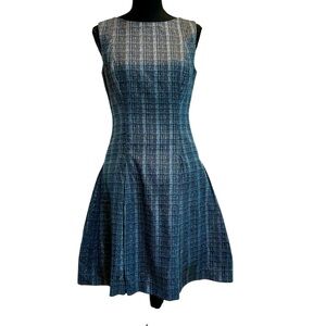 Paul Hardy blue gray metallic sleeveless skater circle dress Sz S